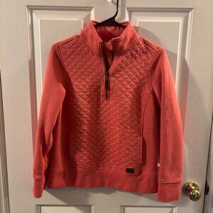 L.L. Bean Women's Peach Quilted Quarter-Zip Pullover ~ Petite X-Small ~ EUC
